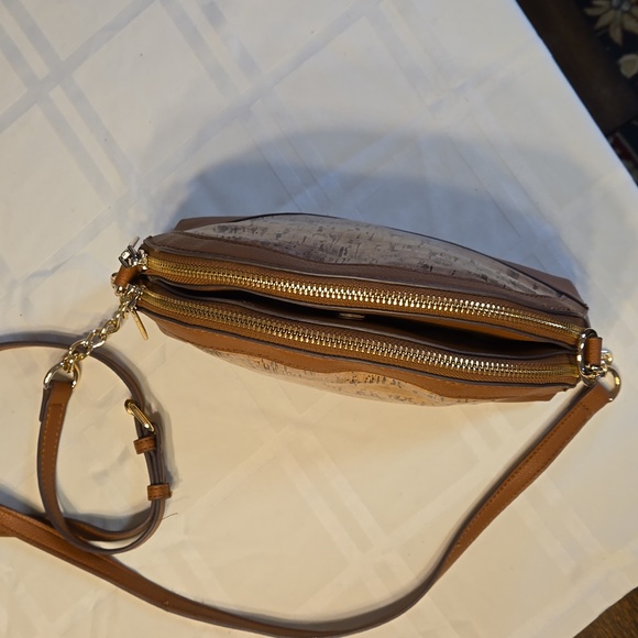Anne Klein Finn triple compartment cork crossbody, Carmel - Picture 8 of 13